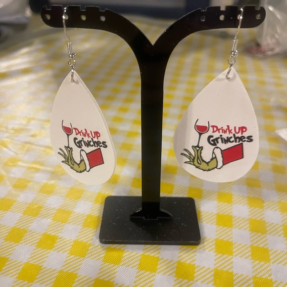 Grinch Earrings. (2) sided made of thick faux leather. - Picture 16 of 16